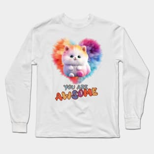 Fluffy: "You are awsome" collorful, cute, furry animals Long Sleeve T-Shirt